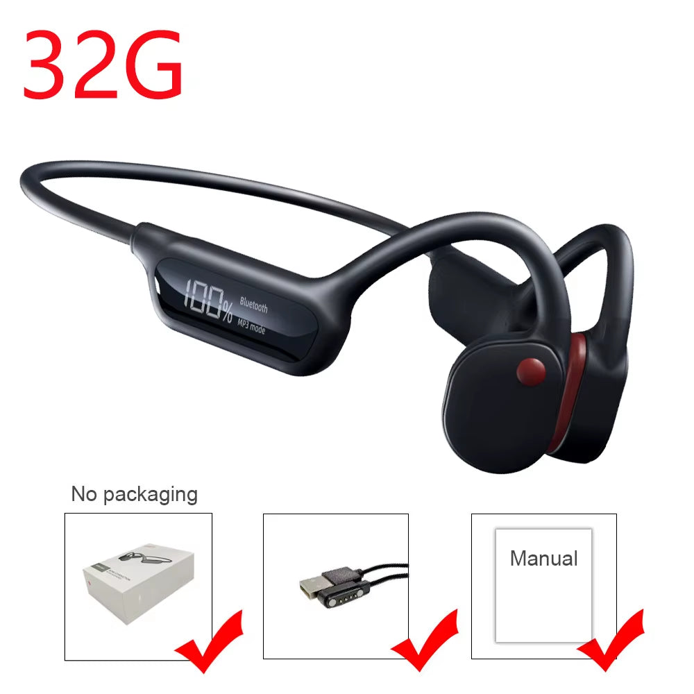 Bone Conduction Earphones Bluetooth Wireless IPX8 Waterproof MP3 Player Hifi Ear-Hook Headphone with Mic Headset for Swimming