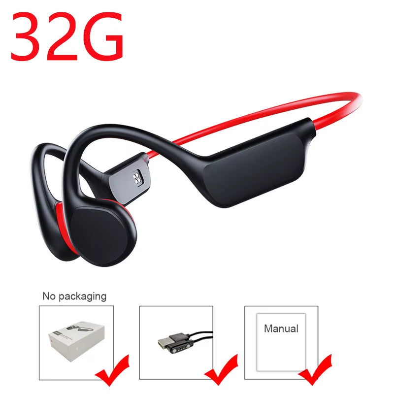 Bone Conduction Earphones Bluetooth Wireless IPX8 Waterproof MP3 Player Hifi Ear-Hook Headphone with Mic Headset for Swimming