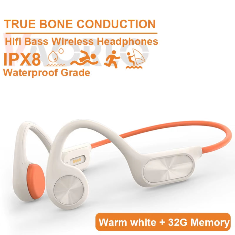 Bone Conduction Earphones Bluetooth Wireless IPX8 Waterproof MP3 Player Hifi Ear-Hook Headphone with Mic Headset for Swimming